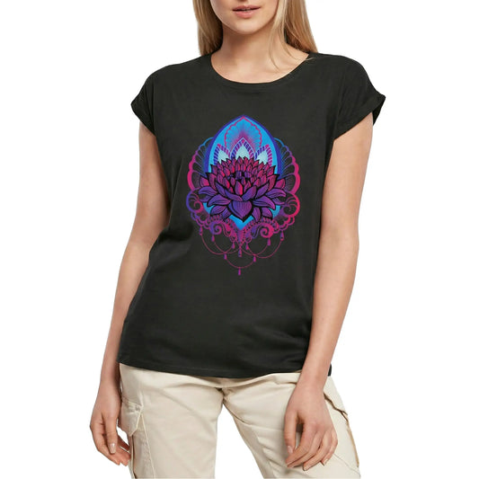 Women's Graphic T-Shirt Lotus Flower Of Life - Spiritual Meditation Yoga Ladies Limited Edition Short Sleeve Tee-Shirt Vintage Birthday Gift Novelty