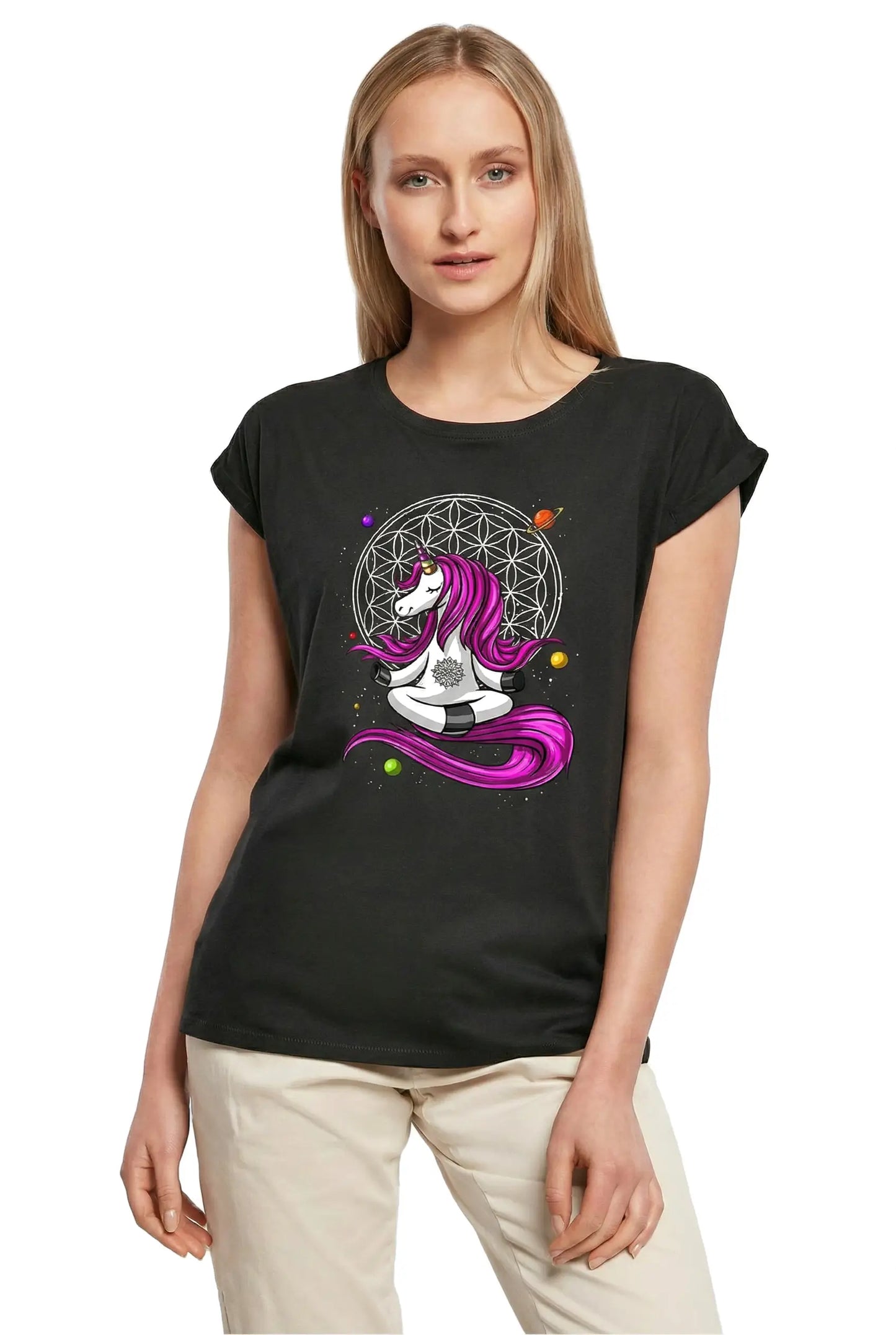 Women's Graphic T-Shirt Just Chill Homie Yoga Peace Ladies Limited Edition Short Sleeve Tee-Shirt Vintage Birthday Gift Novelty