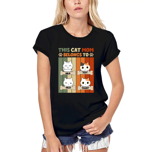 Women's Graphic T-Shirt Organic Funny Kitten Mum Cat Eco-Friendly Ladies Limited Edition Short Sleeve Tee-Shirt Vintage Birthday Gift Novelty