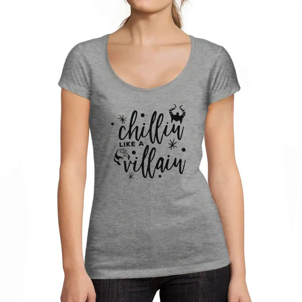 Women's Graphic T-Shirt Chillin Like A Villain Shirt Maleficent Limited Edition Short Sleeve Tee-Shirt Vintage Birthday Gift Ladies Novelty
