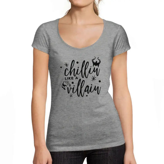 Women's Graphic T-Shirt Chillin Like A Villain Shirt Maleficent Limited Edition Short Sleeve Tee-Shirt Vintage Birthday Gift Ladies Novelty