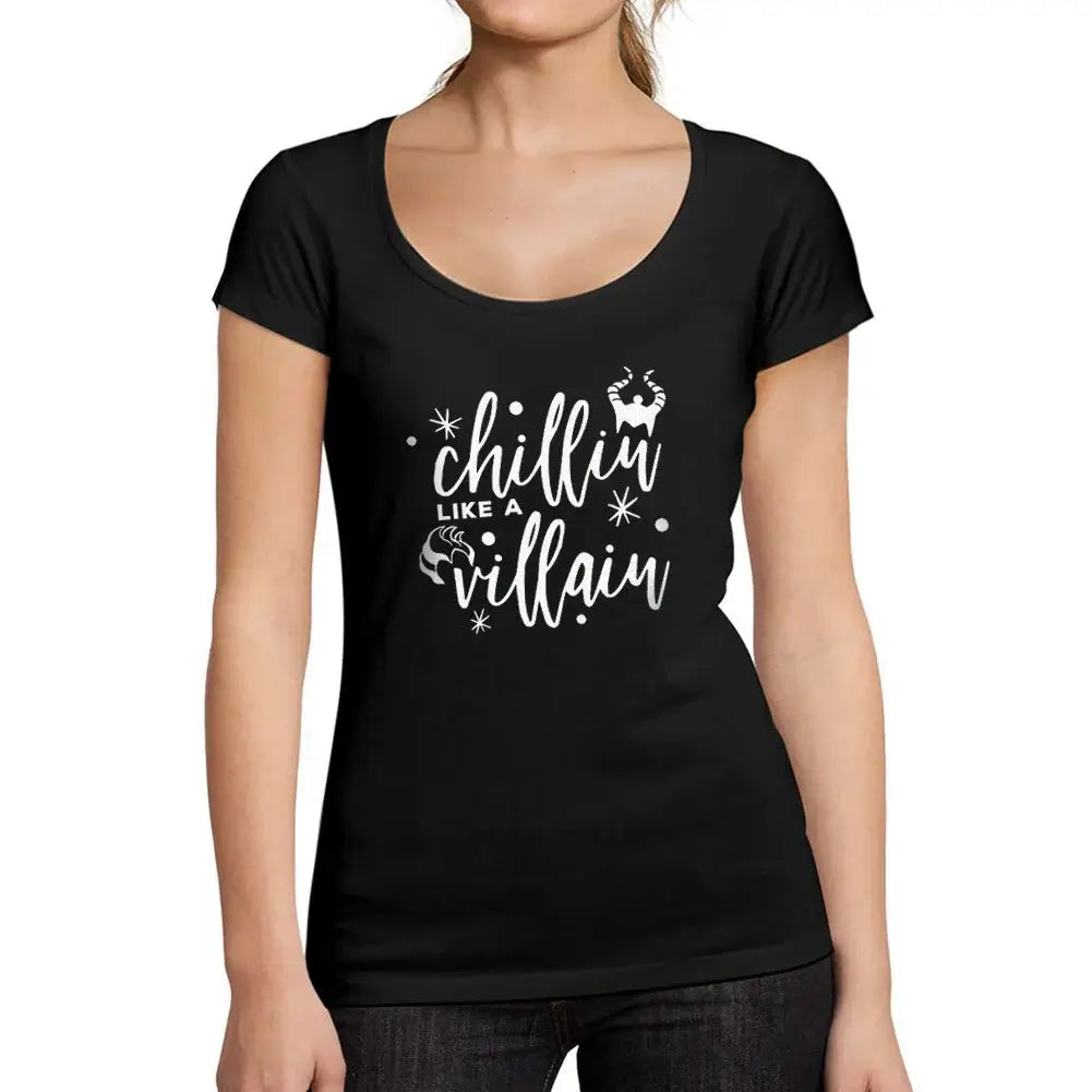 Women's Graphic T-Shirt Chillin Like A Villain Shirt Maleficent Limited Edition Short Sleeve Tee-Shirt Vintage Birthday Gift Ladies Novelty