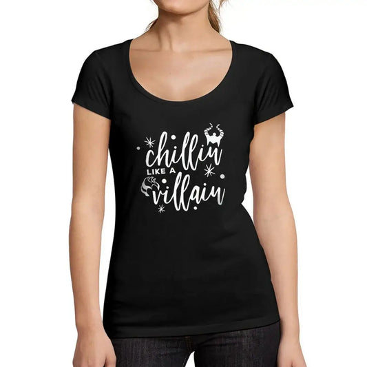Women's Graphic T-Shirt Chillin Like A Villain Shirt Maleficent Limited Edition Short Sleeve Tee-Shirt Vintage Birthday Gift Ladies Novelty