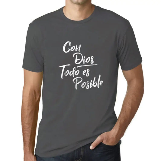 Men's Graphic T-Shirt With God All Things Are Possible – Con Dios Todo Es Posible – Limited Edition Short Sleeve Tee-Shirt Vintage Birthday Gift Novelty