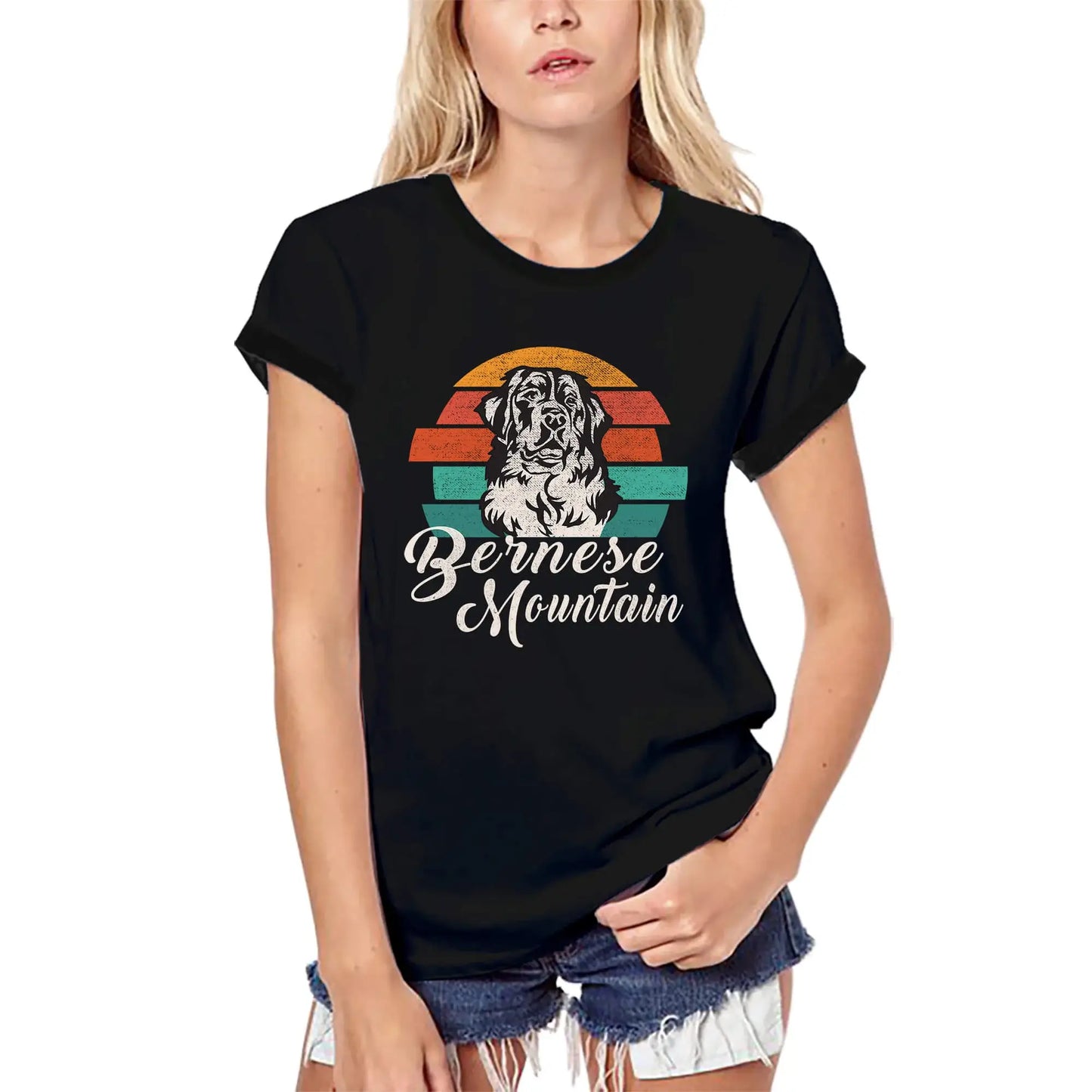 Women's Graphic T-Shirt Organic Bernese Mountain Breed Eco-Friendly Ladies Limited Edition Short Sleeve Tee-Shirt Vintage Birthday Gift Novelty