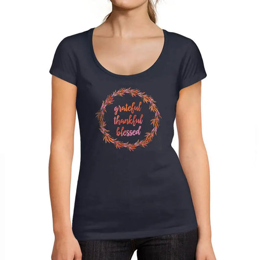 Women's Graphic T-Shirt Grateful Thankful Blessed Shirt Thanksgiving Holiday Limited Edition Short Sleeve Tee-Shirt Vintage Birthday Gift Ladies Novelty