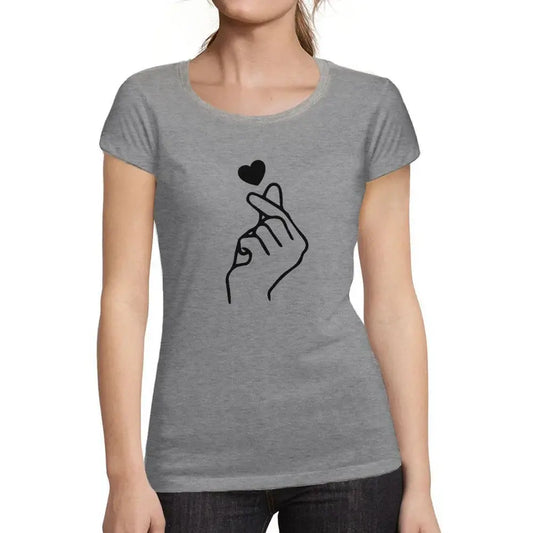 Women's Graphic T-Shirt Organic Hand Heart Love Ladies Limited Edition Short Sleeve Tee-Shirt Vintage Birthday Gift Novelty