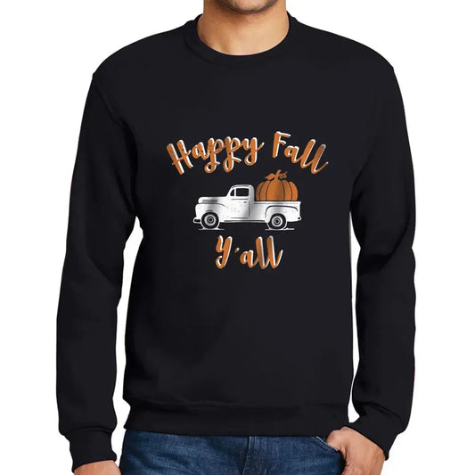 Men’s Graphic Sweatshirt Happy Fall Y'all Pumpkin Truck Limited Edition Long Sleeve Sweater Vintage Birthday Gift Novelty Pullover