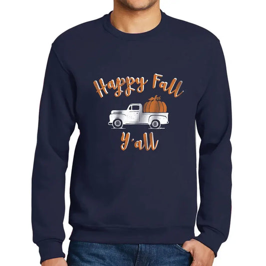 Men’s Graphic Sweatshirt Happy Fall Y'all Pumpkin Truck Limited Edition Long Sleeve Sweater Vintage Birthday Gift Novelty Pullover