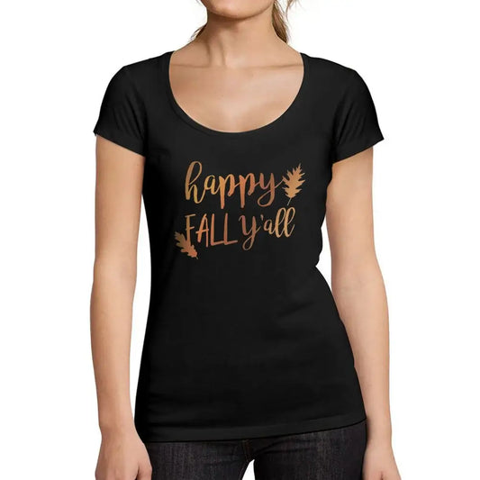 Women's Graphic T-Shirt Happy Fall Y'all Limited Edition Short Sleeve Tee-Shirt Vintage Birthday Gift Ladies Novelty