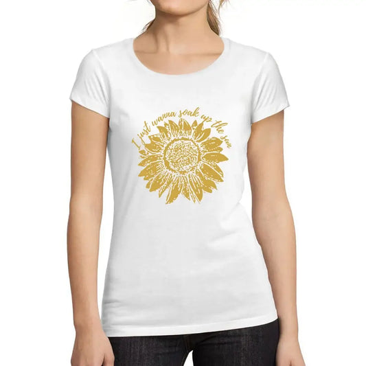 Women's Graphic T-Shirt Organic I Just Want To Absorb The Sunflower Sun Ladies Limited Edition Short Sleeve Tee-Shirt Vintage Birthday Gift Novelty