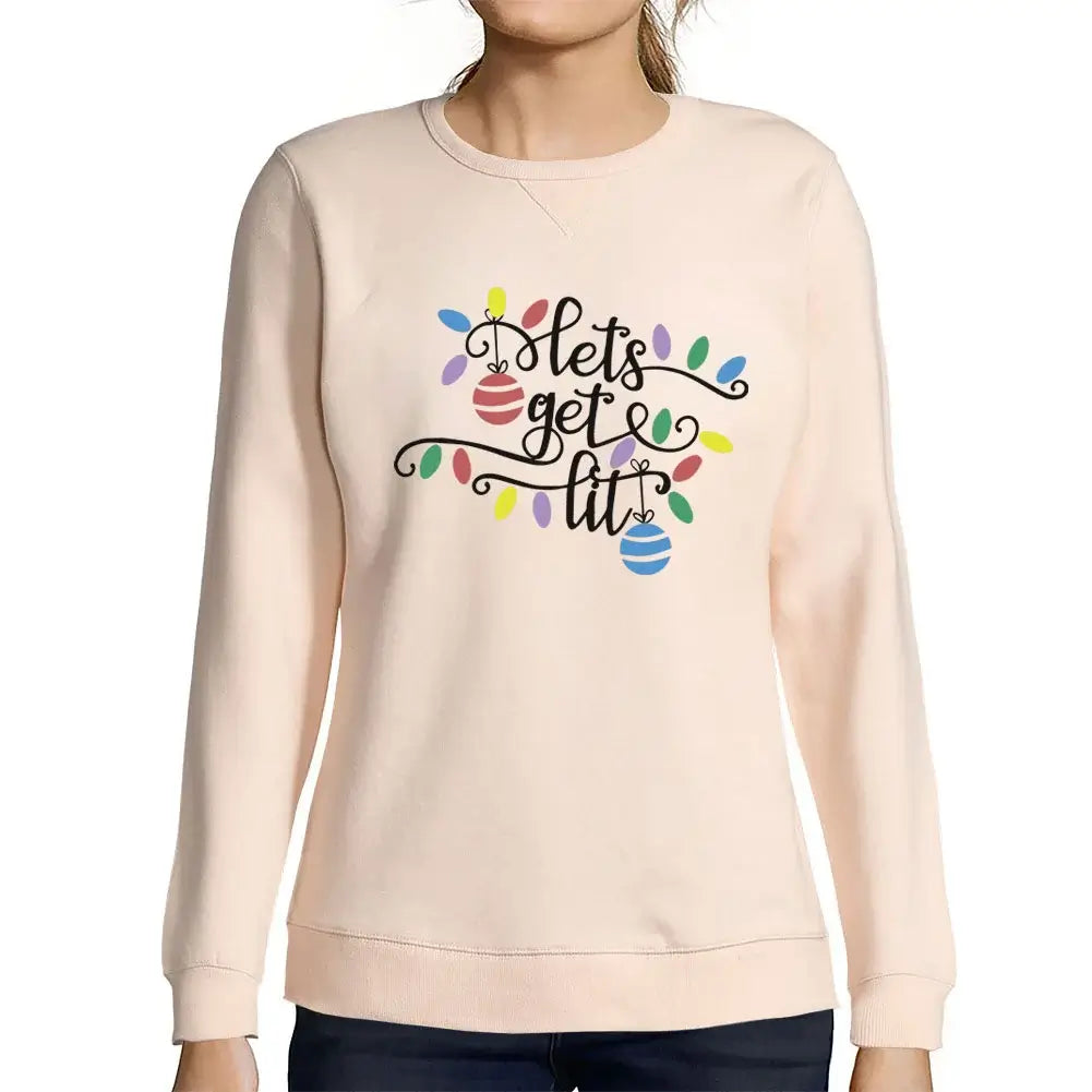 Women’s Graphic Sweatshirt Lets Get Lit Christmas Xmas Limited Edition Long Sleeve Ladies Sweater Vintage Birthday Gift Novelty Pullover