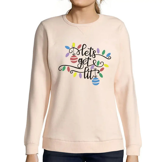 Women’s Graphic Sweatshirt Lets Get Lit Christmas Xmas Limited Edition Long Sleeve Ladies Sweater Vintage Birthday Gift Novelty Pullover