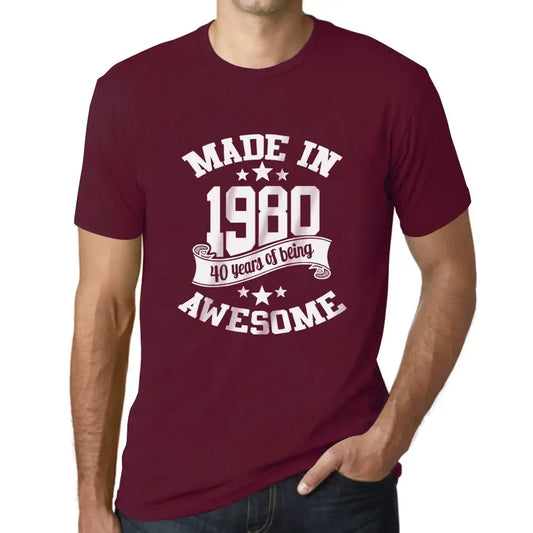 Men's Graphic T-Shirt Made in 1980 44th Birthday Anniversary 44 Year Old Gift 1980 Vintage Eco-Friendly Short Sleeve Novelty Tee
