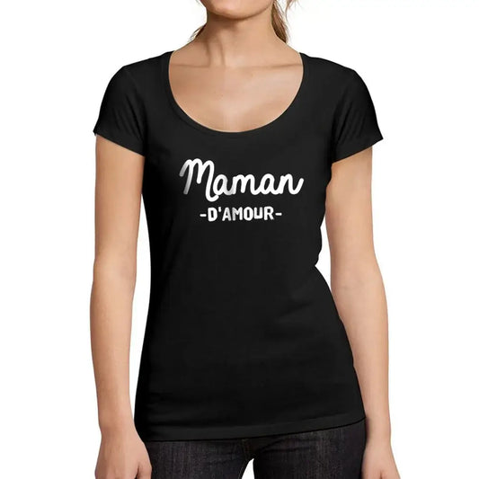 Women's Graphic T-Shirt Love Mom – Maman D'amour – Limited Edition Short Sleeve Tee-Shirt Vintage Birthday Gift Ladies Novelty