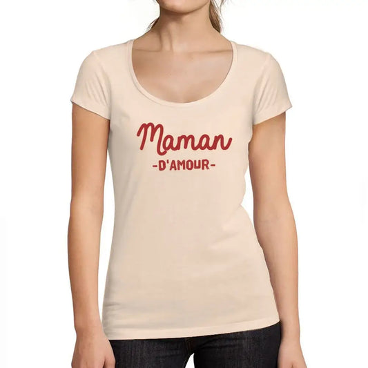 Women's Graphic T-Shirt Love Mom – Maman D'amour – Limited Edition Short Sleeve Tee-Shirt Vintage Birthday Gift Ladies Novelty