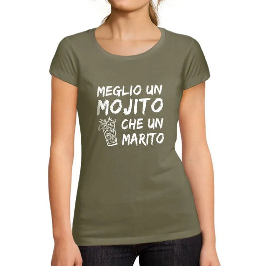 Women's Graphic T-Shirt Organic Better A Mojito Than A Husband – Meglio Un Mojito Che Un Marito – Eco-Friendly Ladies Limited Edition Short Sleeve Tee-Shirt Vintage Birthday Gift Novelty