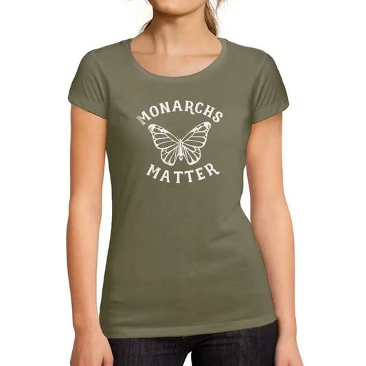 Women's Graphic T-Shirt Organic Monarchs Matter Butterfly Ladies Limited Edition Short Sleeve Tee-Shirt Vintage Birthday Gift Novelty