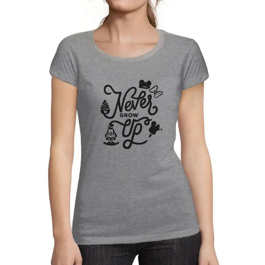 Women's Graphic T-Shirt Organic Never Grow Up Ladies Limited Edition Short Sleeve Tee-Shirt Vintage Birthday Gift Novelty