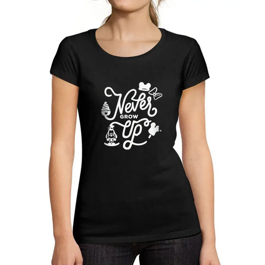 Women's Graphic T-Shirt Organic Never Grow Up Ladies Limited Edition Short Sleeve Tee-Shirt Vintage Birthday Gift Novelty