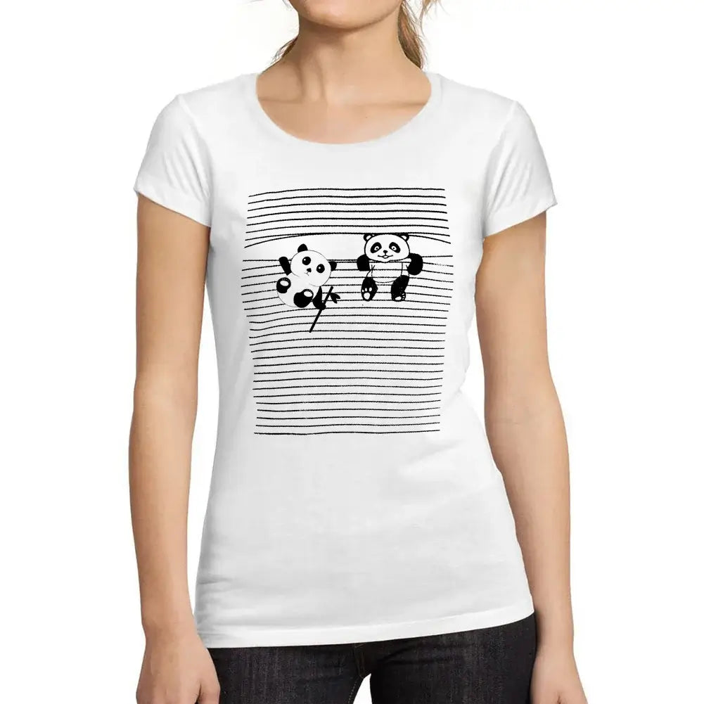 Women's Graphic T-Shirt Organic Stripes Panda Ladies Limited Edition Short Sleeve Tee-Shirt Vintage Birthday Gift Novelty