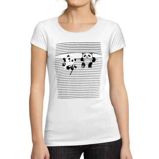 Women's Graphic T-Shirt Organic Stripes Panda Ladies Limited Edition Short Sleeve Tee-Shirt Vintage Birthday Gift Novelty