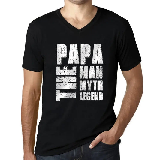 Men's Graphic T-Shirt V Neck Papa Man Myth Legend Eco-Friendly Limited Edition Short Sleeve Tee-Shirt Vintage Birthday Gift Novelty