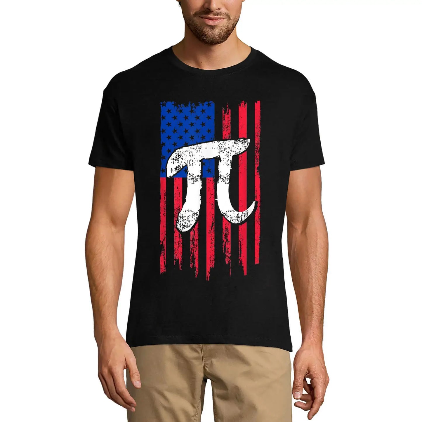 Men's Graphic T-Shirt Pi Sign Us Flag Math Lover Limited Edition Short Sleeve Tee-Shirt Vintage Birthday Gift Novelty