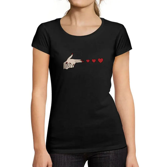 Women's Graphic T-Shirt Organic Shooting Heart Love Ladies Limited Edition Short Sleeve Tee-Shirt Vintage Birthday Gift Novelty