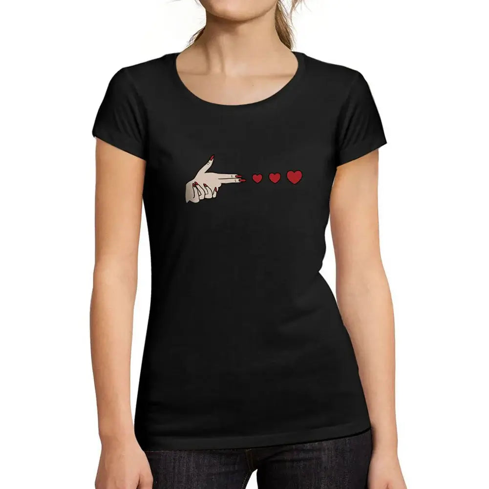 Women's Graphic T-Shirt Organic Shooting Heart Love Ladies Limited Edition Short Sleeve Tee-Shirt Vintage Birthday Gift Novelty