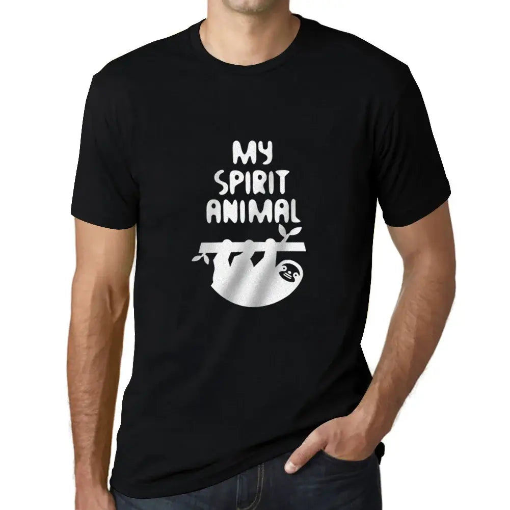 Men's Graphic T-Shirt Sloth Is My Spirit Animal Casual Funny Limited Edition Short Sleeve Tee-Shirt Vintage Birthday Gift Novelty