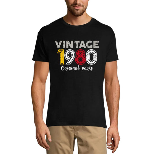 Men's Graphic T-Shirt Original Parts 1980 44th Birthday Anniversary 44 Year Old Gift 1980 Vintage Eco-Friendly Short Sleeve Novelty Tee