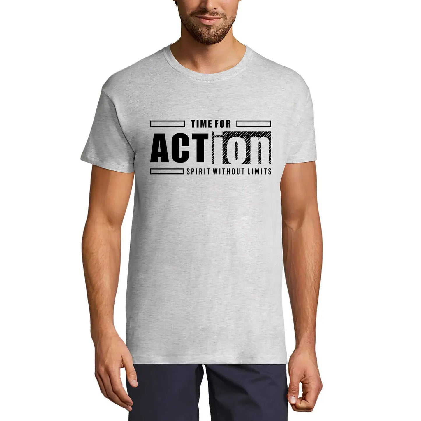 Men's Graphic T-Shirt Time For Action Spirit Without Limits Eco-Friendly Limited Edition Short Sleeve Tee-Shirt Vintage Birthday Gift Novelty