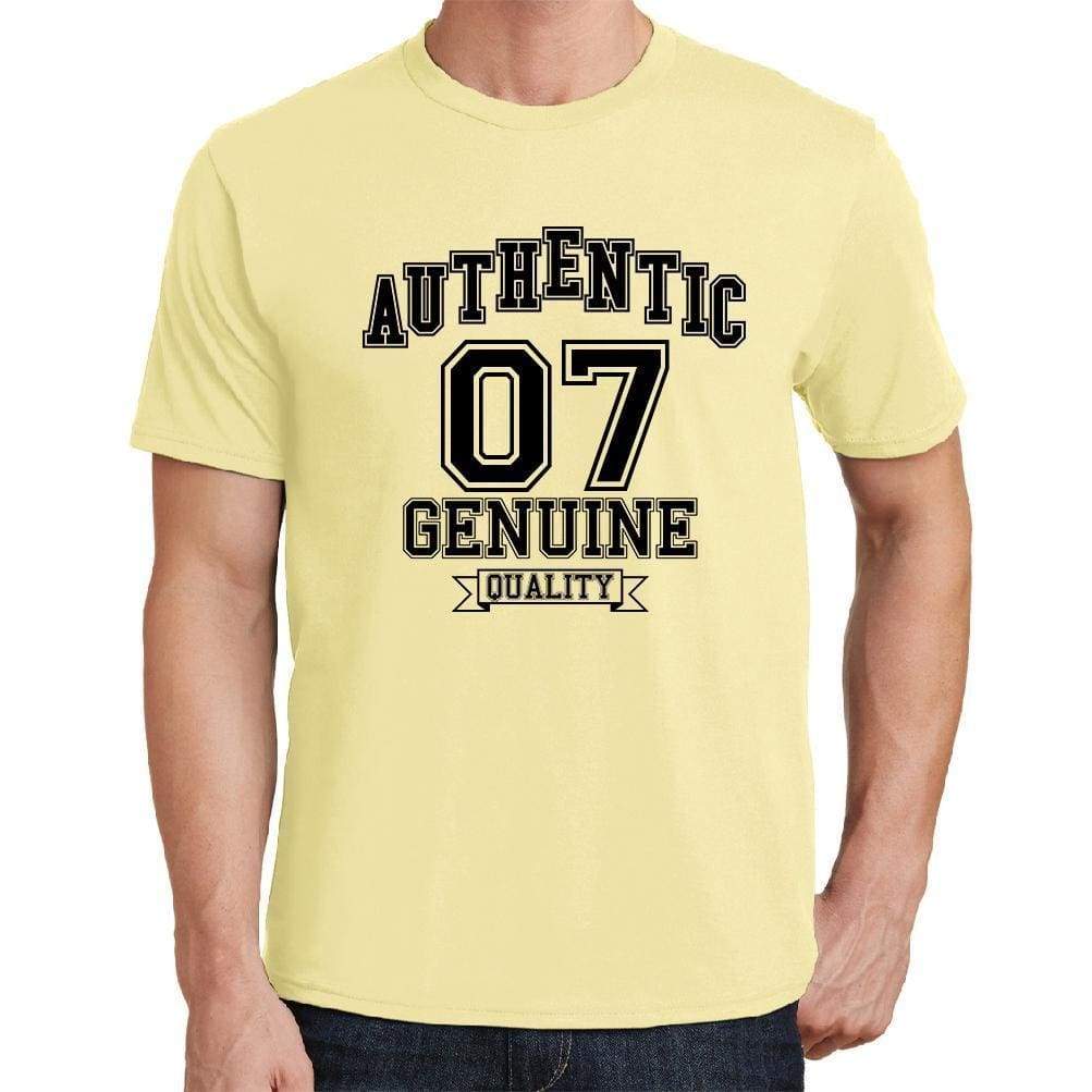 07, Authentic Genuine, Yellow, Men's Short Sleeve Round Neck T-shirt 00119 - ultrabasic-com