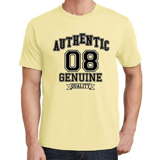 08, Authentic Genuine, Yellow, Men's Short Sleeve Round Neck T-shirt 00119 - ultrabasic-com