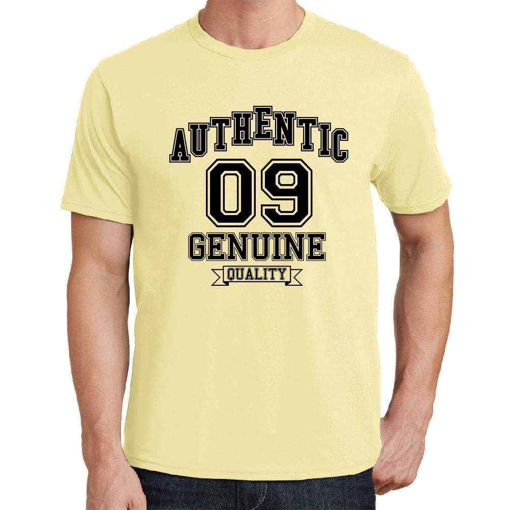 09, Authentic Genuine, Yellow, Men's Short Sleeve Round Neck T-shirt 00119 - ultrabasic-com
