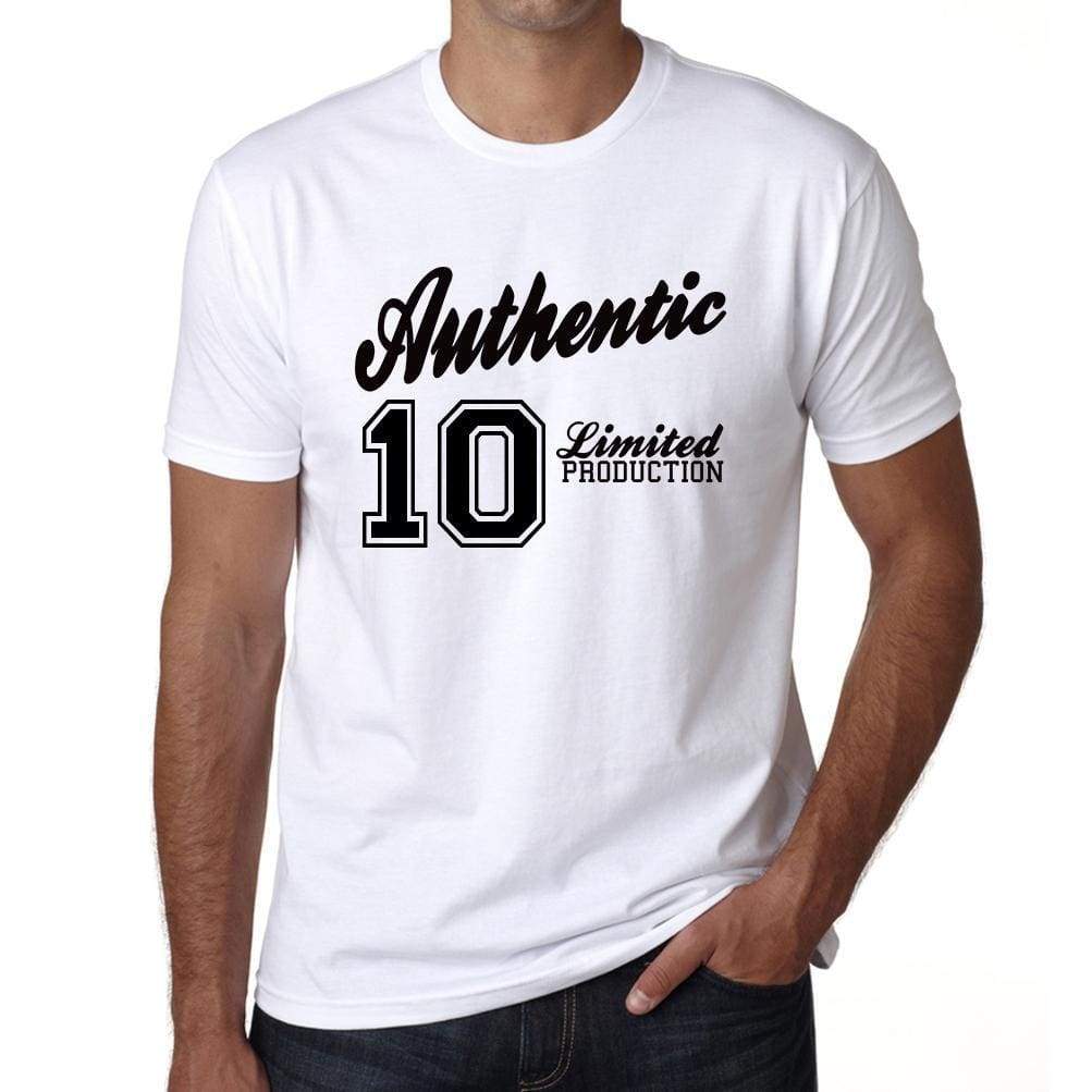 10, Authentic, White, Men's Short Sleeve Round Neck T-shirt 00123 - Ultrabasic