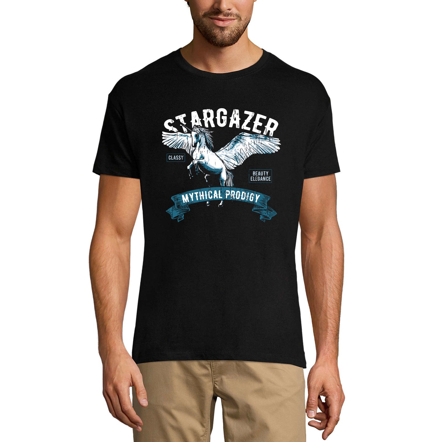ULTRABASIC Men's Graphic T-Shirt Pegasus Unicorn - Stargazer - Mythical Prodigy