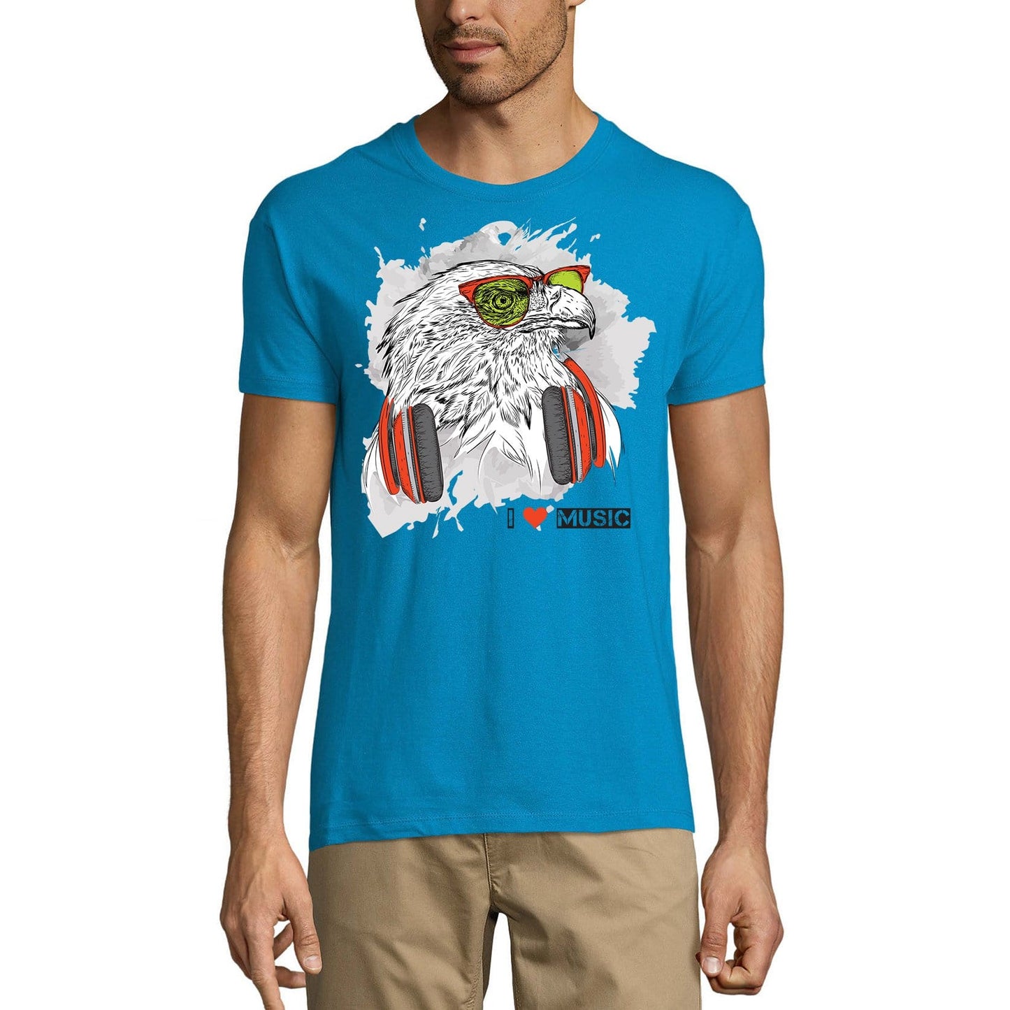 ULTRABASIC Men's T-Shirt Cool Eagle - I Love Music Funny Tee Shirt