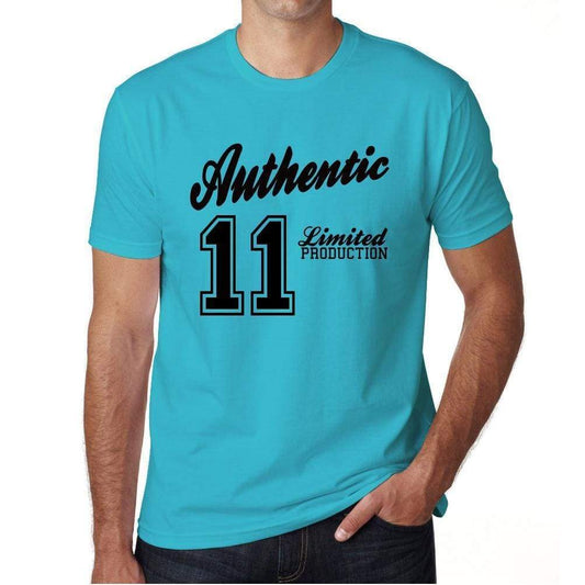 11, Authentic, Blue, Men's Short Sleeve Round Neck T-shirt 00122 - ultrabasic-com