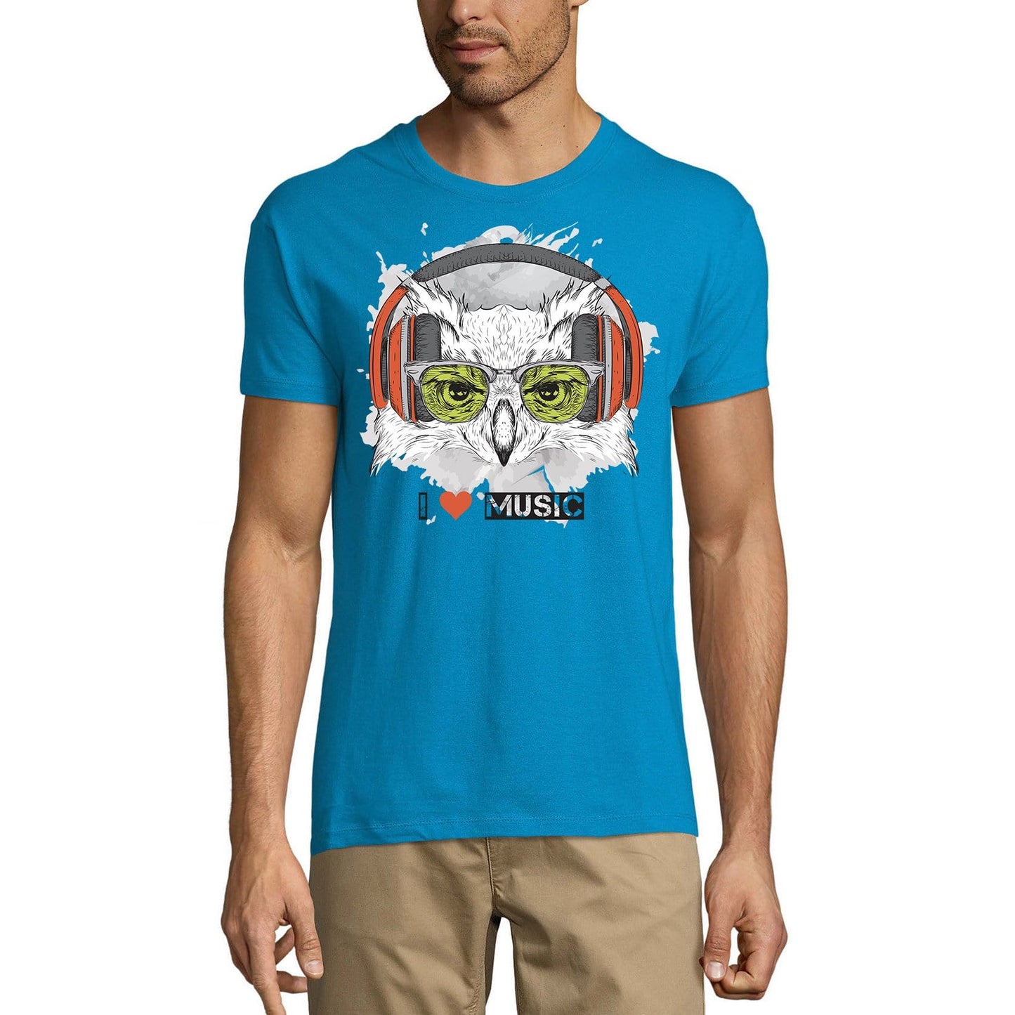 ULTRABASIC Men's T-Shirt Cool Owl - I Love Music Funny Tee Shirt