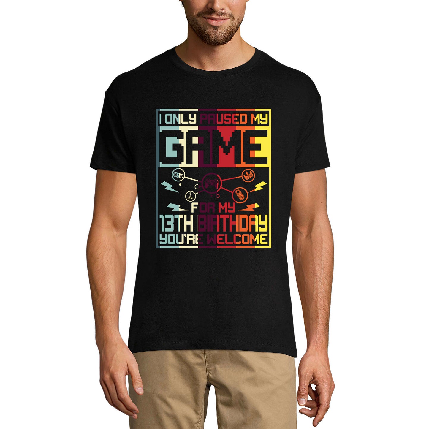 ULTRABASIC Gaming Men's T-Shirt I Only Paused My Game For My 13th Birthday - Gamer Tee Shirt