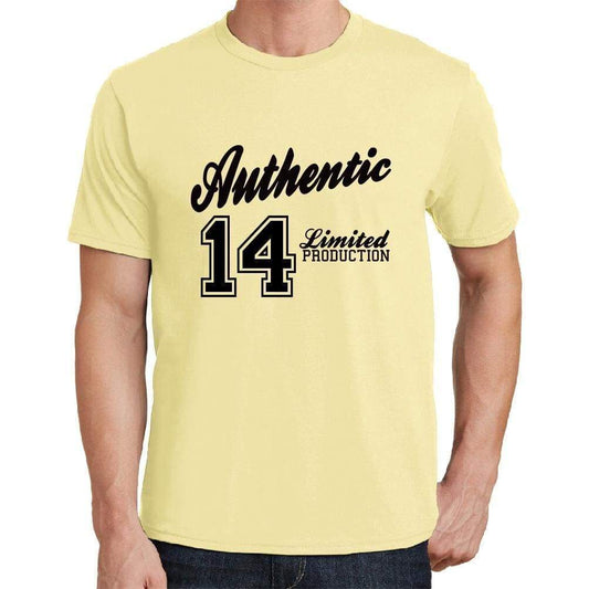 14, Authentic, Yellow, Men's Short Sleeve Round Neck T-shirt - ultrabasic-com