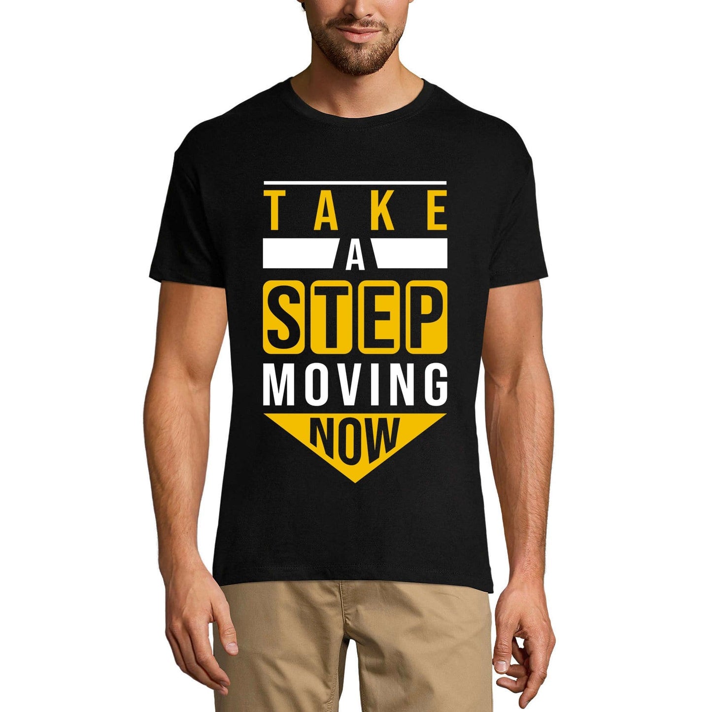 ULTRABASIC Graphic Men's T-Shirt Take a Step Moving Now - Funny Quote