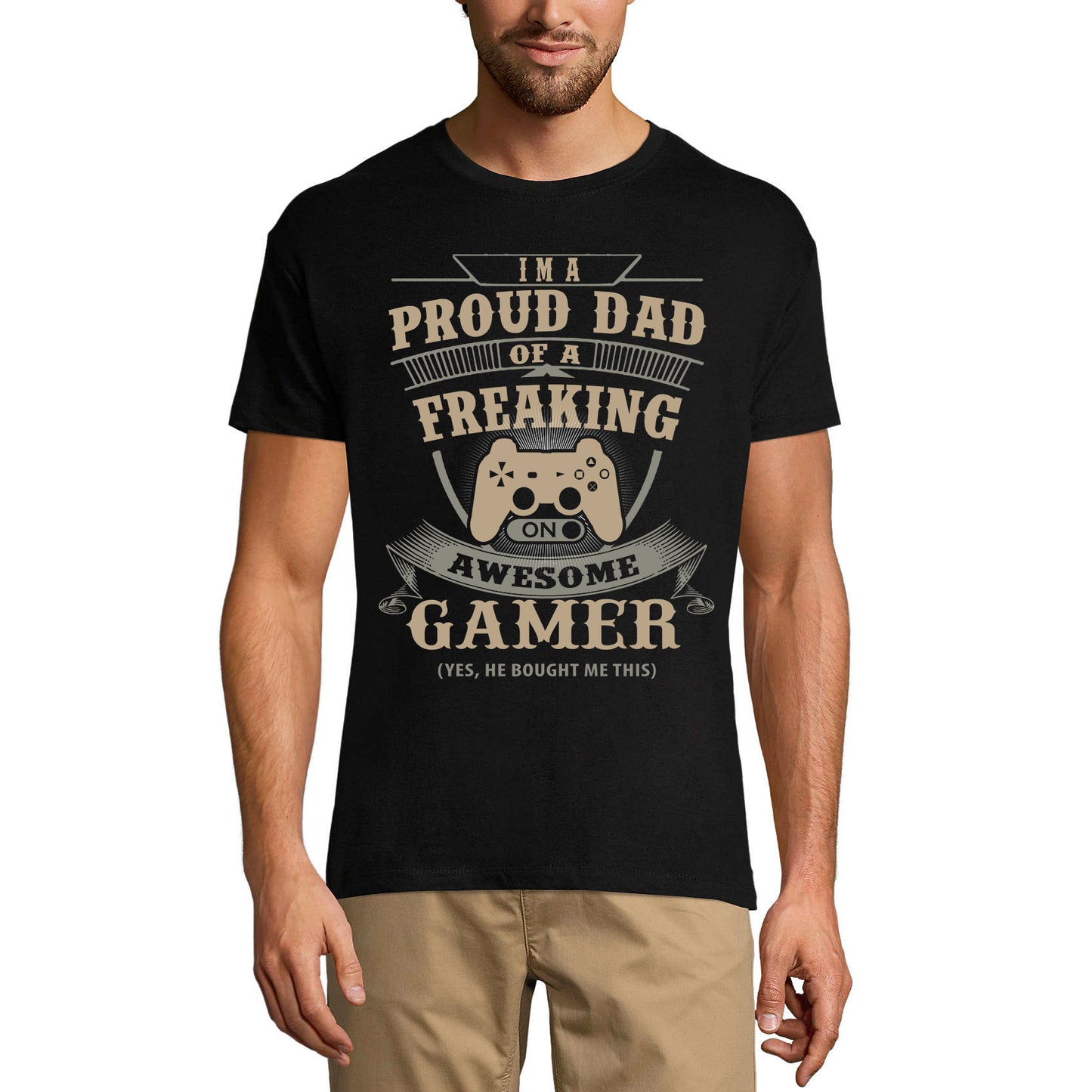 ULTRABASIC Men's T-Shirt I'm Proud Dad Awesome Gamer - Gift for Fathers - Gaming proud dad awesome gamer i paused my game alien player ufo playstation tee shirt clothes gaming apparel gifts super mario nintendo call of duty bros graphic tshirt video game funny geek gift for the gamer fortnite pubg humor son father birthday