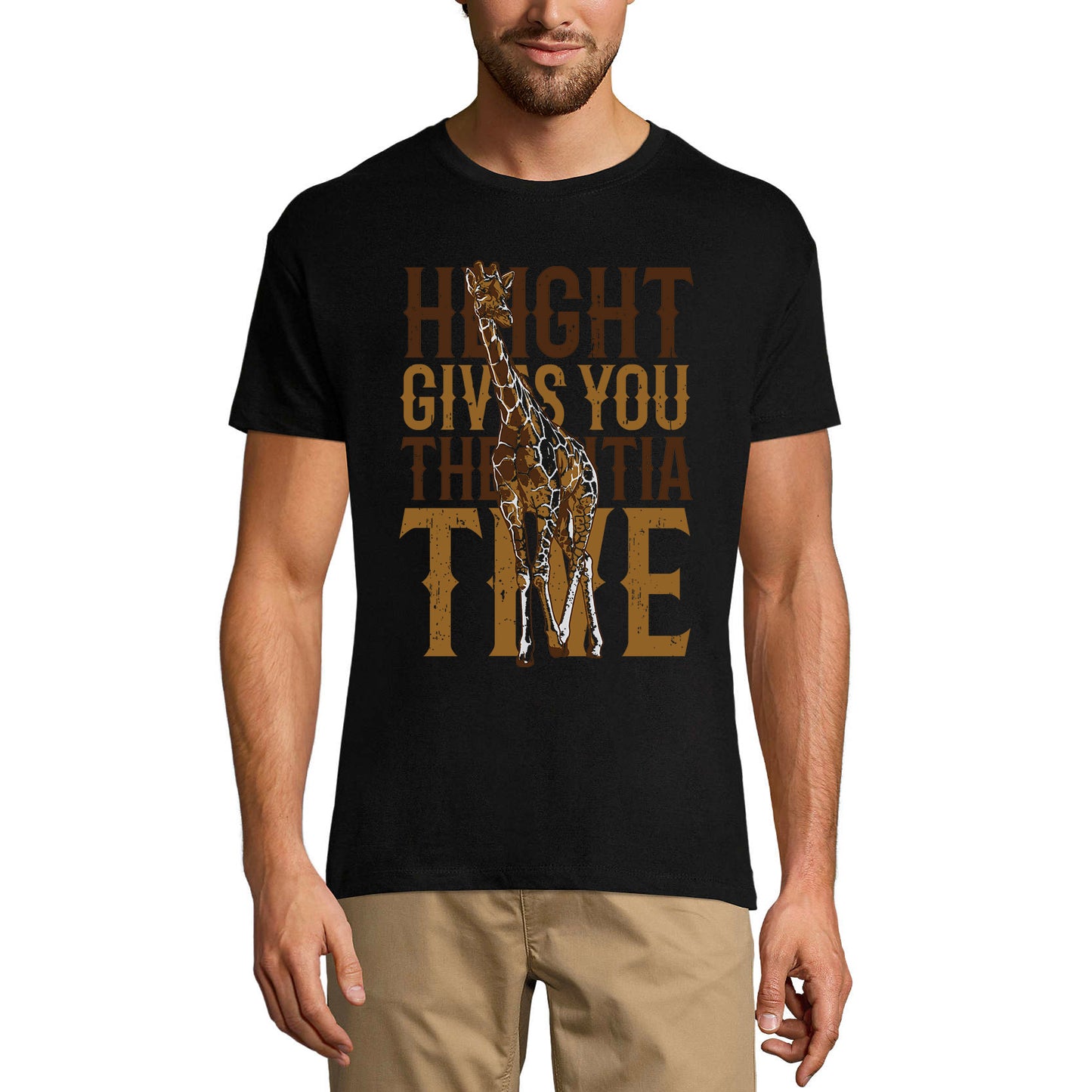 ULTRABASIC Men's Graphic T-Shirt Height Gives You The Initiative - Giraffe Shirt