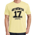 17, Authentic Genuine, Pale Yellow, Men's Short Sleeve Round Neck T-shirt 00119