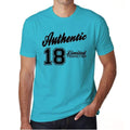18, Authentic, Blue, Men's Short Sleeve Round Neck T-shirt 00122