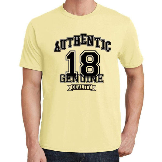 18, Authentic Genuine, Yellow, Men's Short Sleeve Round Neck T-shirt 00119 - ultrabasic-com