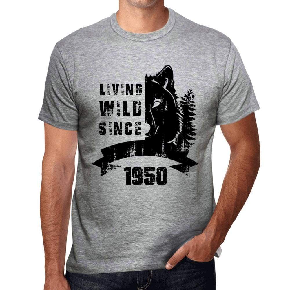 1950, Living Wild Since 1950 Men's T-shirt Grey Birthday Gift 00500 ultrabasic-com.myshopify.com